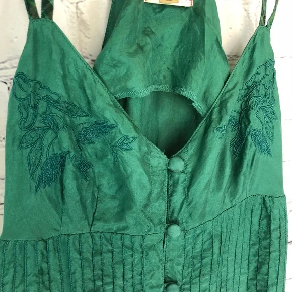 100% Silk Free People Green Flowy Dress/Tunic - Picture 2 of 8
